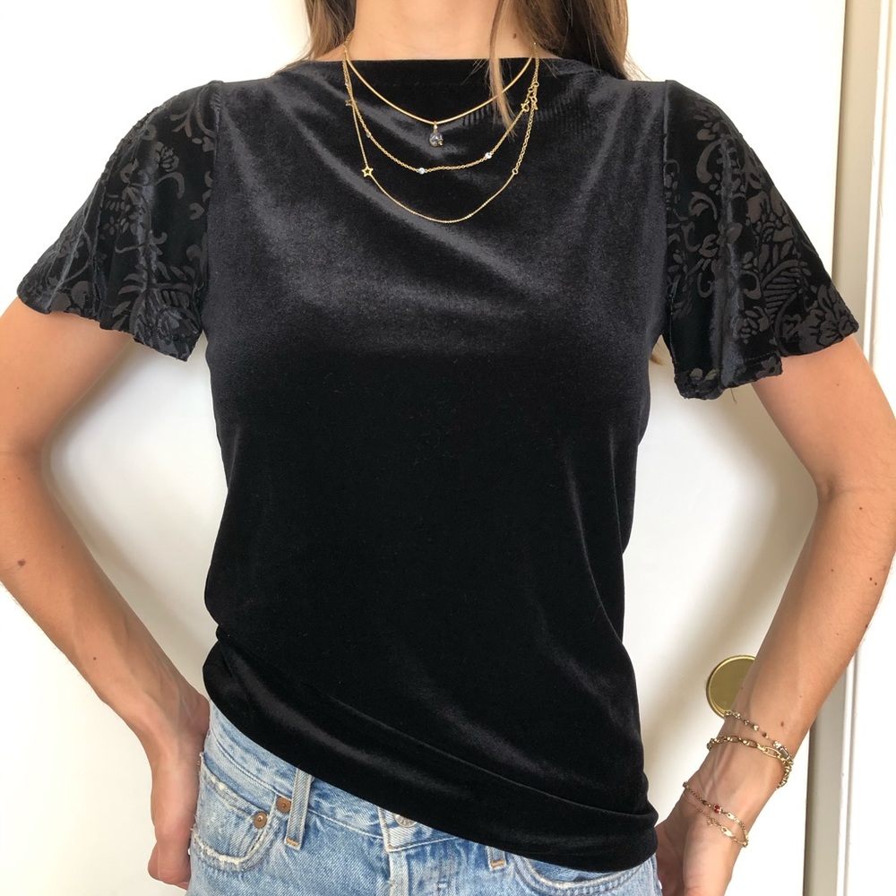 Lauren Ralph Lauren Black Velvet Top